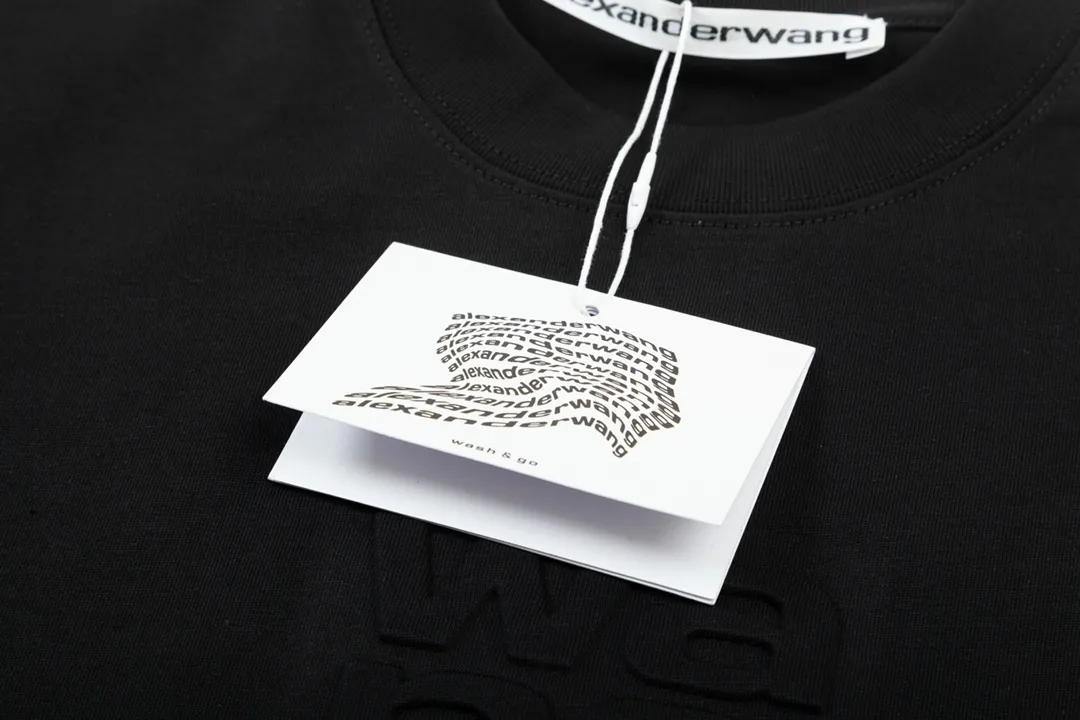 ALEXANDER WANG Logo ， Retro Same Style T Versatile : Black Size：XS~L